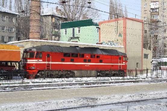 Eine rangierende Lok in Saratov
