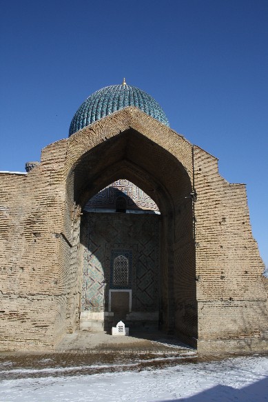 Die Seitenansicht des Guri Amir Mausoleums