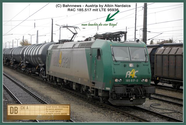 Die 185.517 besitzt vier Stromabnehmer