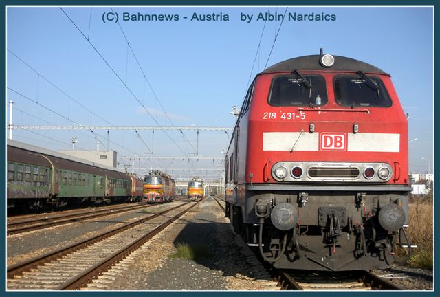 DB 218.431 dahinter stehen SZ 240.145 mit 240.130 und die 240.121 gesichtet in Petrzalka_151106