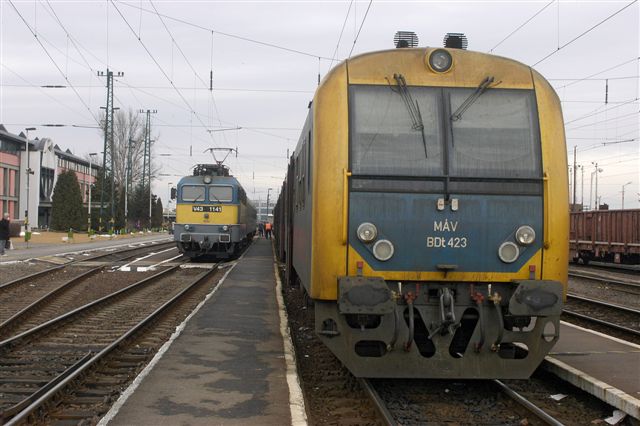 die V43 1141 und der BDt 423 in Zahony gesichtet am 04.01.07