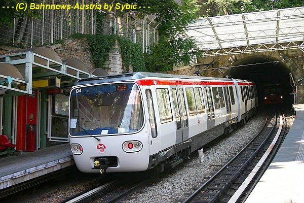 Die Einheit 203 204 in der wohl steilsten U-Bahn Haltestele Europas, Lyon Croix Paquet