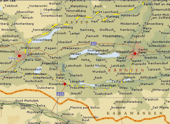 Übersichtskarte der Tour in Kärnten